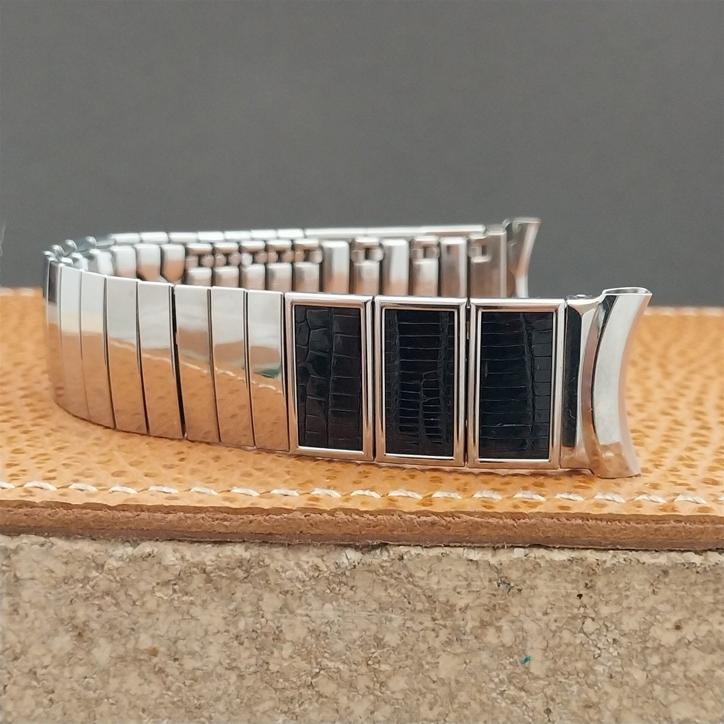 Vintage 19mm 18mm 17mm Stainless Steel & Alligator Gemex Unused 1950s Watch Band