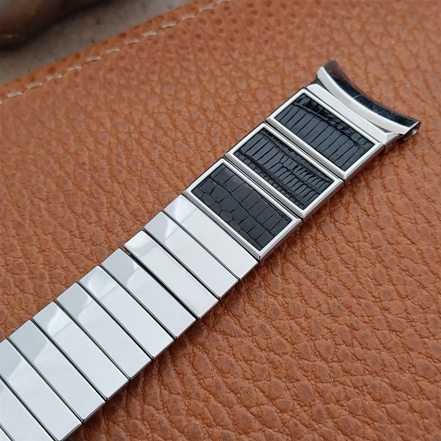 Vintage 19mm 18mm 17mm Stainless Steel & Alligator Gemex Unused 1950s Watch Band