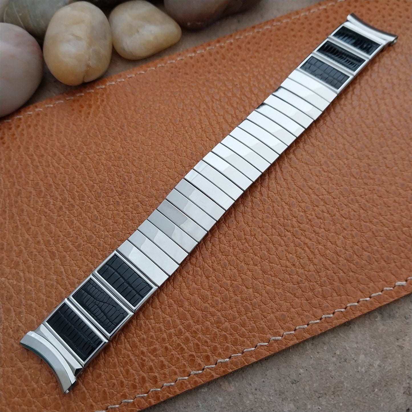 Vintage 19mm 18mm 17mm Stainless Steel & Alligator Gemex Unused 1950s Watch Band