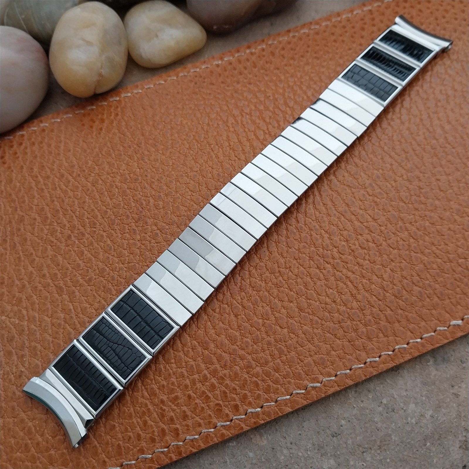 Vintage 19mm 18mm 17mm Stainless Steel & Alligator Gemex Unused 1950s Watch Band