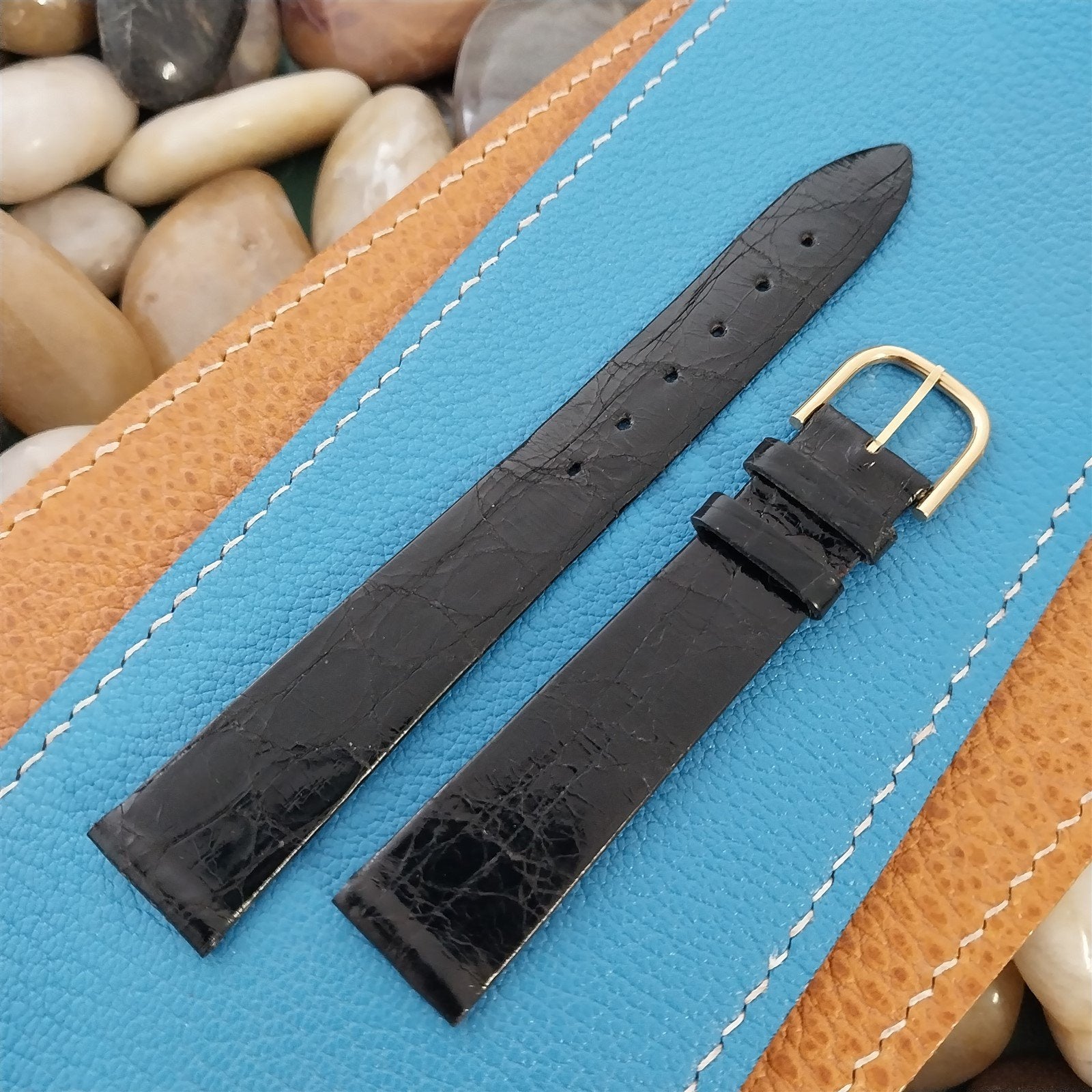5/8" Italian Crocodile Hadley Roma Unused nos Vintage Watch Band