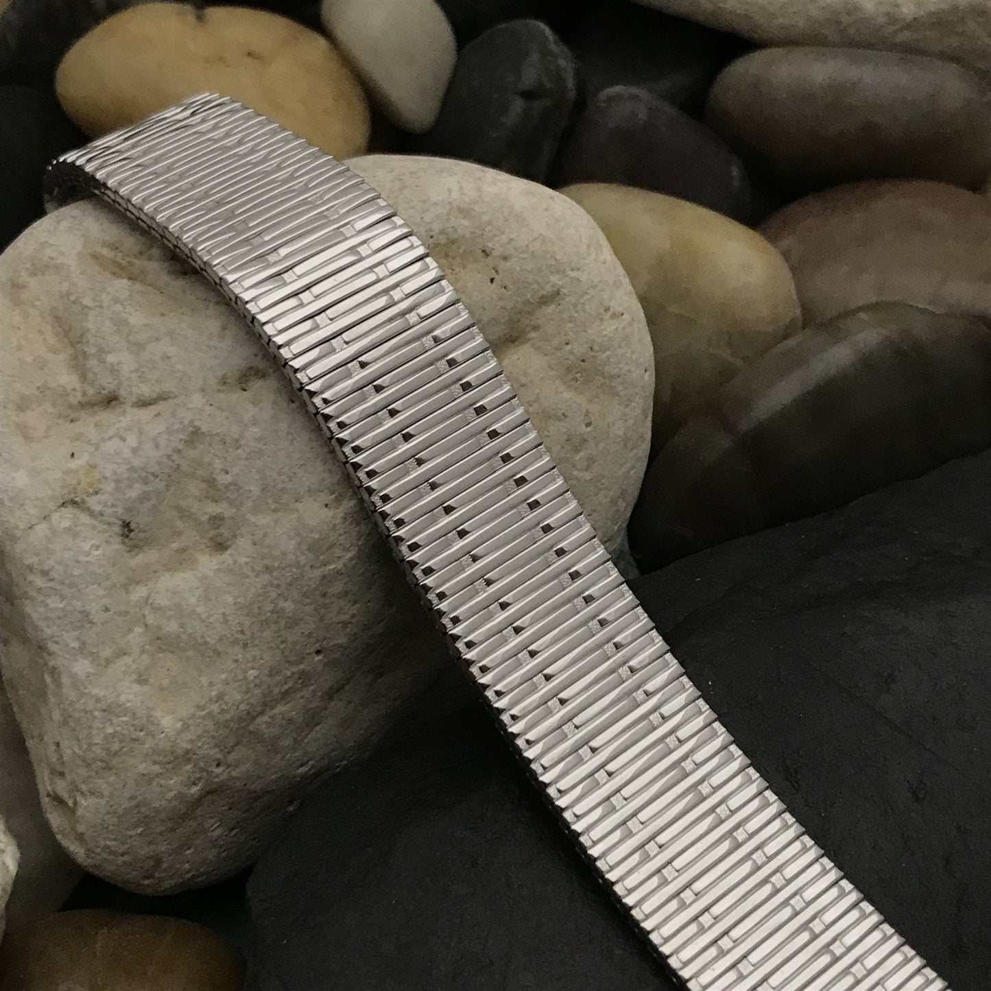 10K White Gold-Filled Classic Speidel Thinline Long 17.2mm Vintage Watch Band