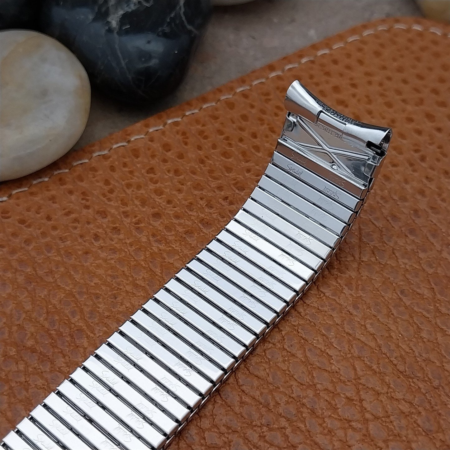 10K White Gold-Filled Classic Speidel Thinline Long 17.2mm Vintage Watch Band