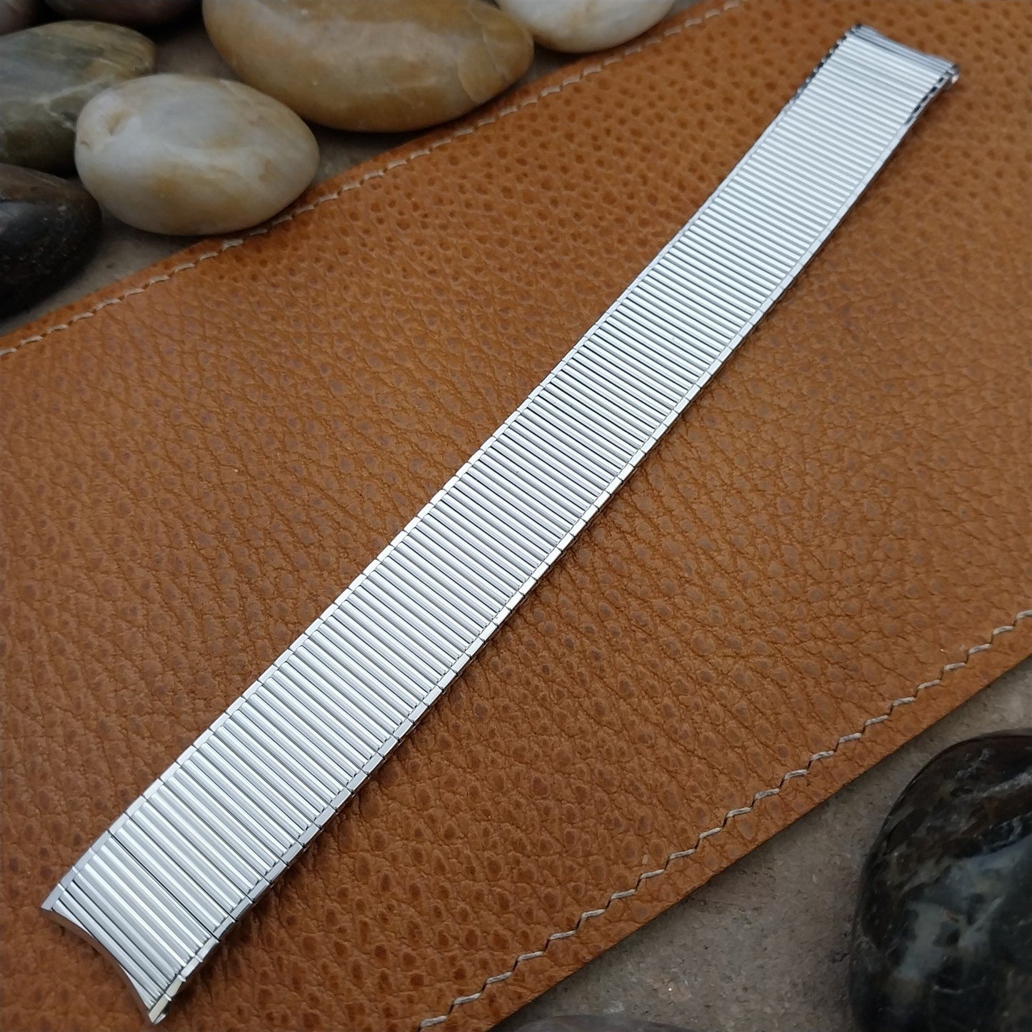 10K White Gold-Filled Classic Speidel Thinline Long 17.2mm Vintage Watch Band