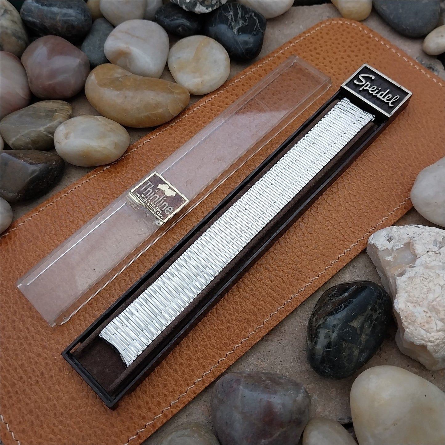 Classic 10K White Gold-Filled Speidel Thinline 17.2mm Unused Vintage Watch Band