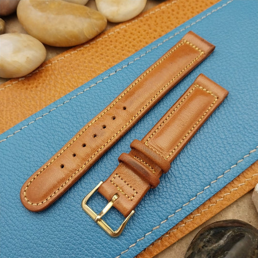 Classic 5/8" Gruen Saddle Leather Unused nos Vintage Watch Band & Logo Buckle