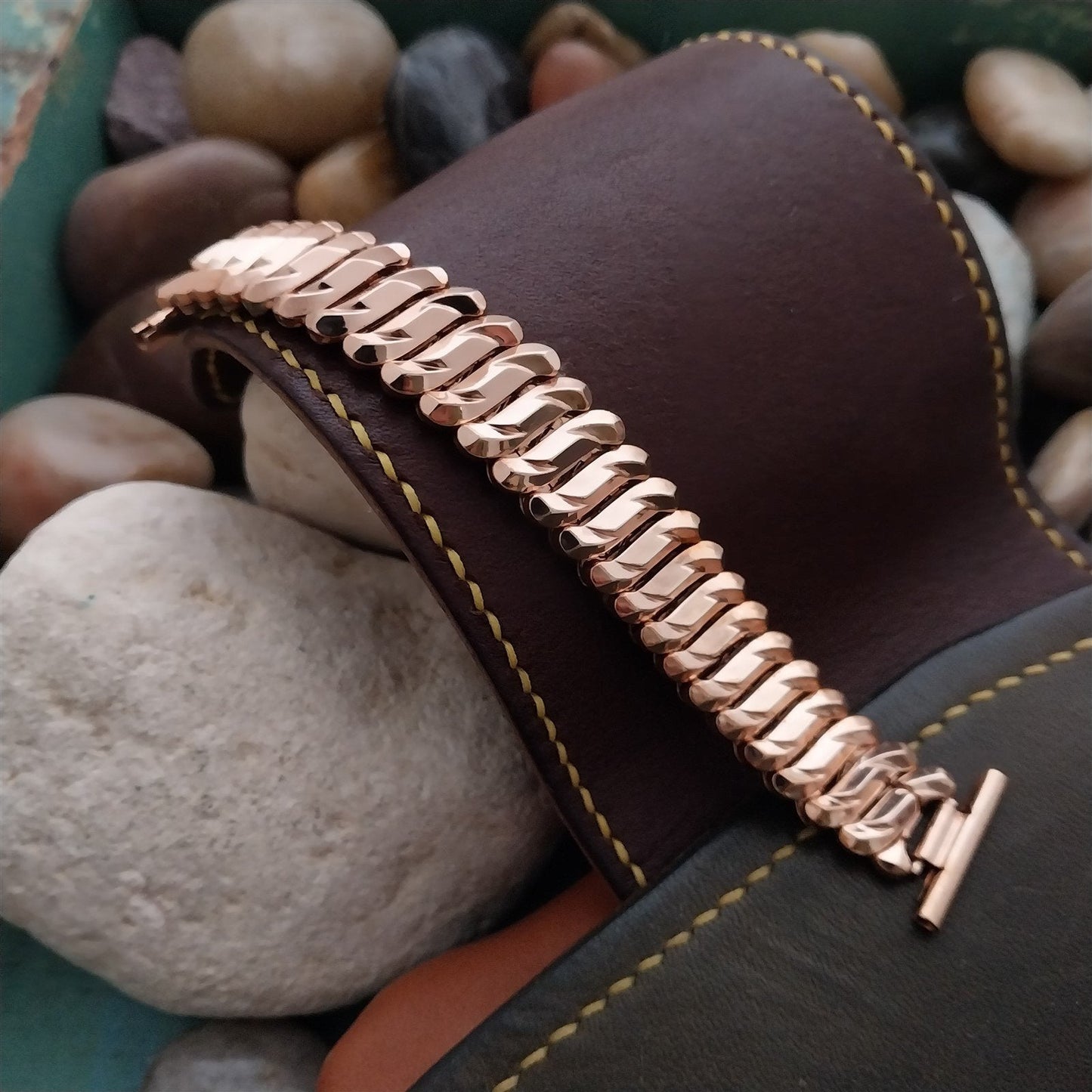 12k Rose Gold Filled Short Expansion Marvel nos 1940s Unused Vintage Watch Band