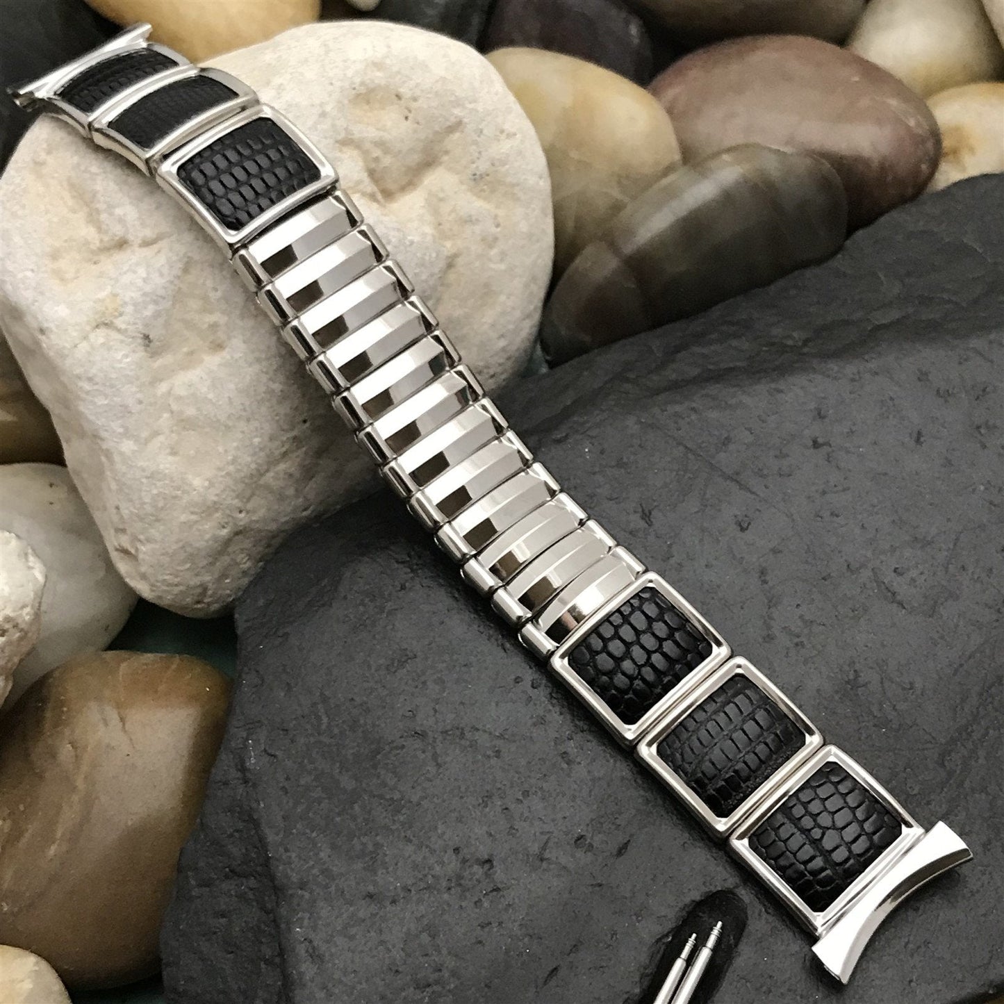 19mm 18mm Stainless Steel & Lizard JB Champion Unused 1950s Vintage Watch Band