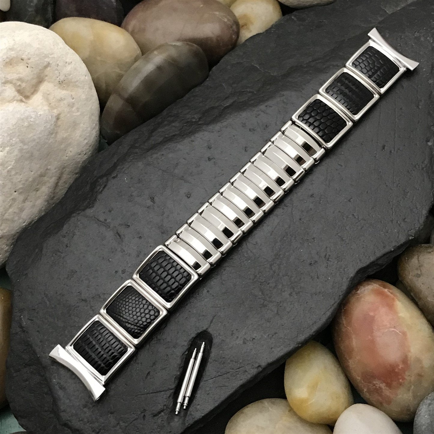 19mm 18mm Stainless Steel & Lizard JB Champion Unused 1950s Vintage Watch Band