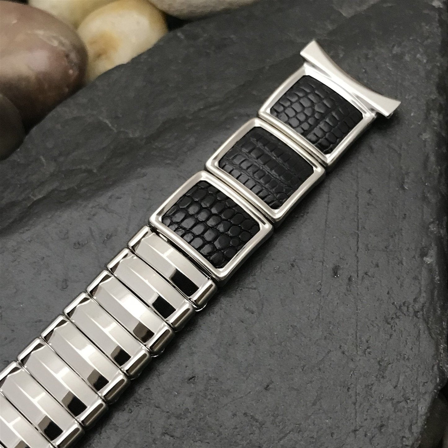 19mm 18mm Stainless Steel & Lizard JB Champion Unused 1950s Vintage Watch Band