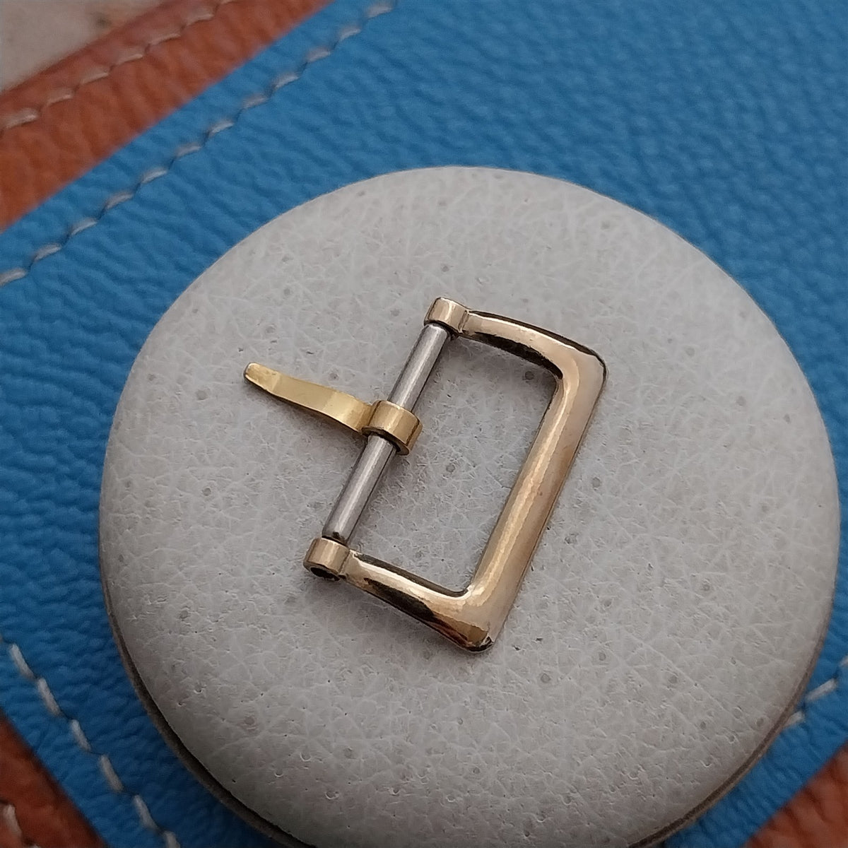 1930s-1940s 16mm Stamped Yellow Gold-Tone Vintage Watch Strap Buckle