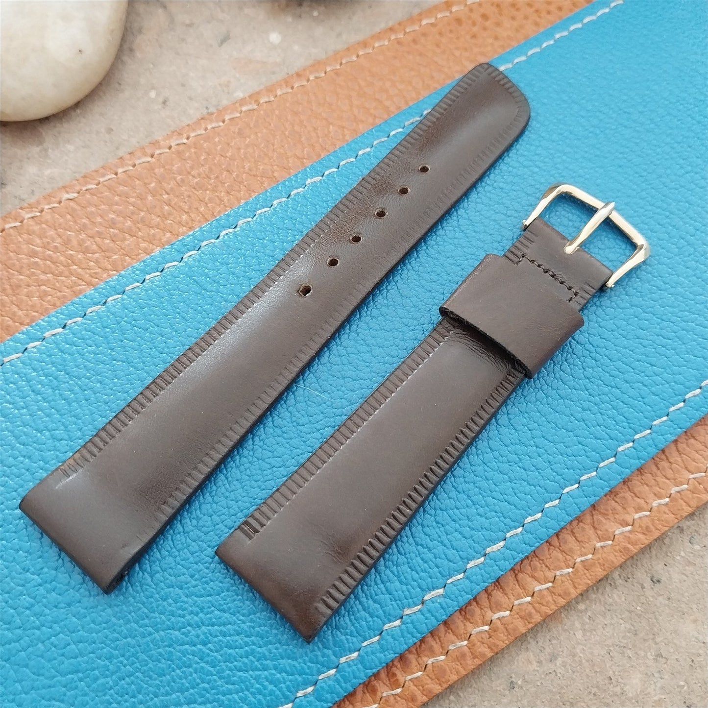 3/4" Kreisler Brown Calf Leather Unused Classic 1970s nos Vintage Watch Strap