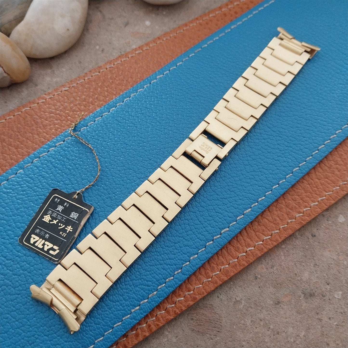 19mm Maruman 22k Gold-Plate Heavy Solid-Link Unused nos 1970s Vintage Watch Band