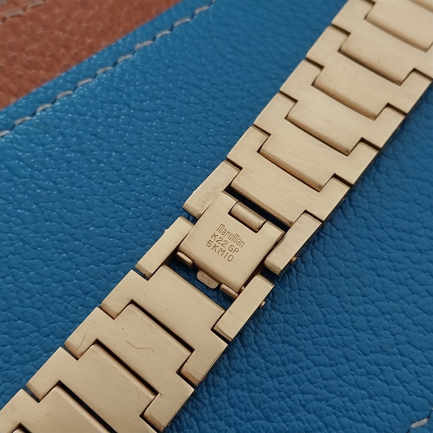 19mm Maruman 22k Gold-Plate Heavy Solid-Link Unused nos 1970s Vintage Watch Band