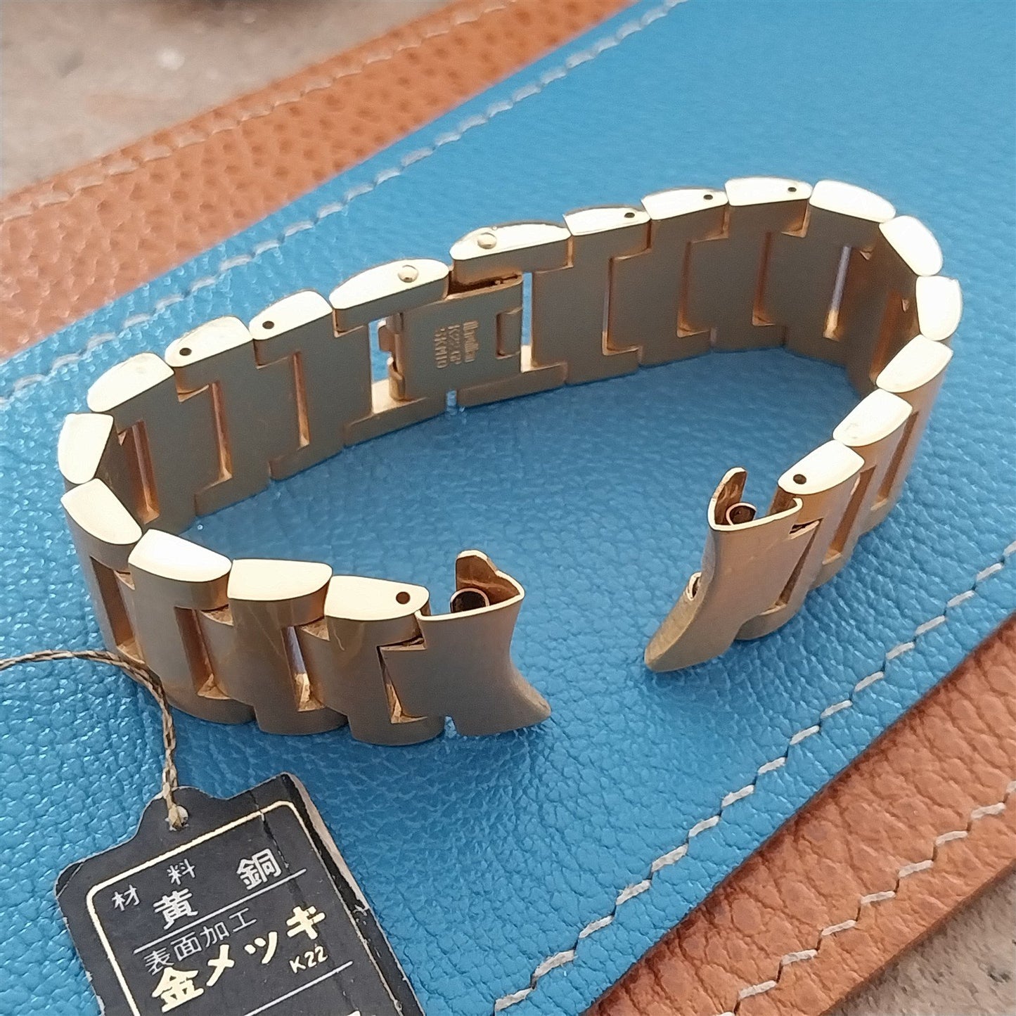 19mm Maruman 22k Gold-Plate Heavy Solid-Link Unused nos 1970s Vintage Watch Band