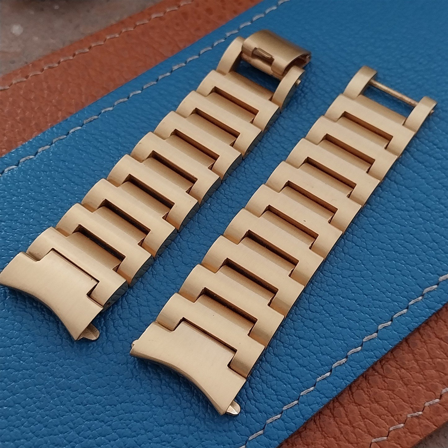 19mm Maruman 22k Gold-Plate Heavy Solid-Link Unused nos 1970s Vintage Watch Band