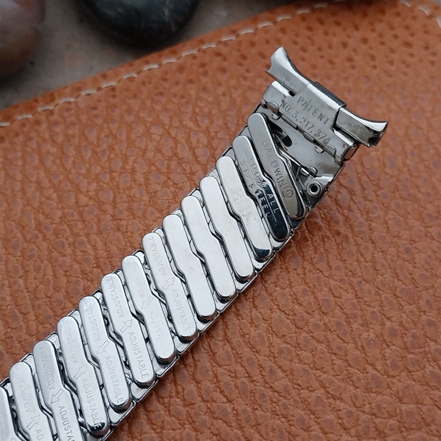 Vintage 17mm 18mm 19mm Baldwin Stainless Steel Expansion Unused 1960s Watch Band