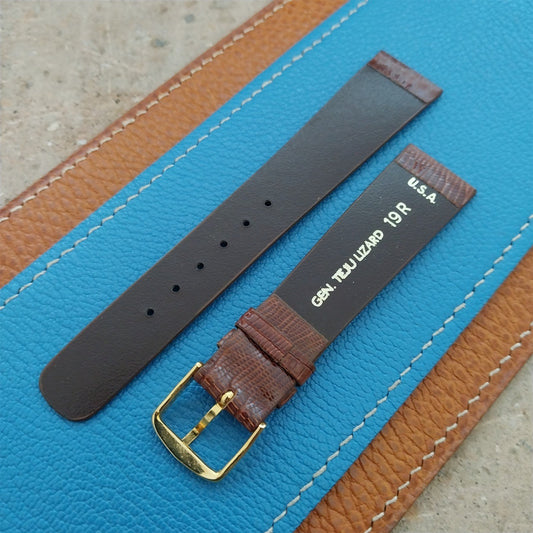 19mm Brown Teju Lizard Hadley Roma nos Unused Vintage Watch Strap