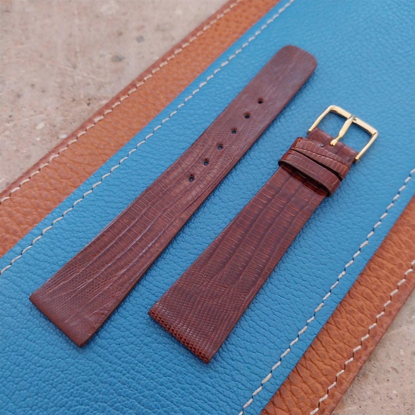 19mm Brown Teju Lizard Hadley Roma nos Unused Vintage Watch Strap