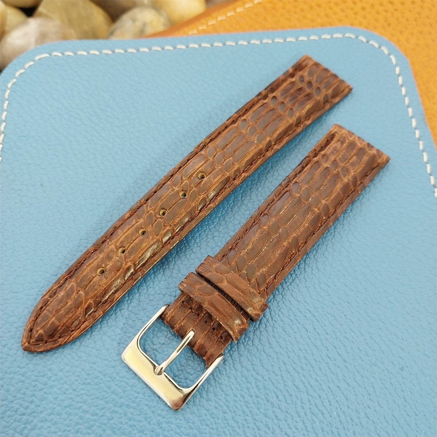 18mm Tapered Leather Hadley Roma Embossed Leather Unused Watch Band