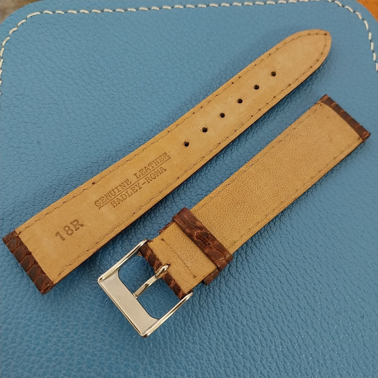 18mm Tapered Leather Hadley Roma Embossed Leather Unused Watch Band