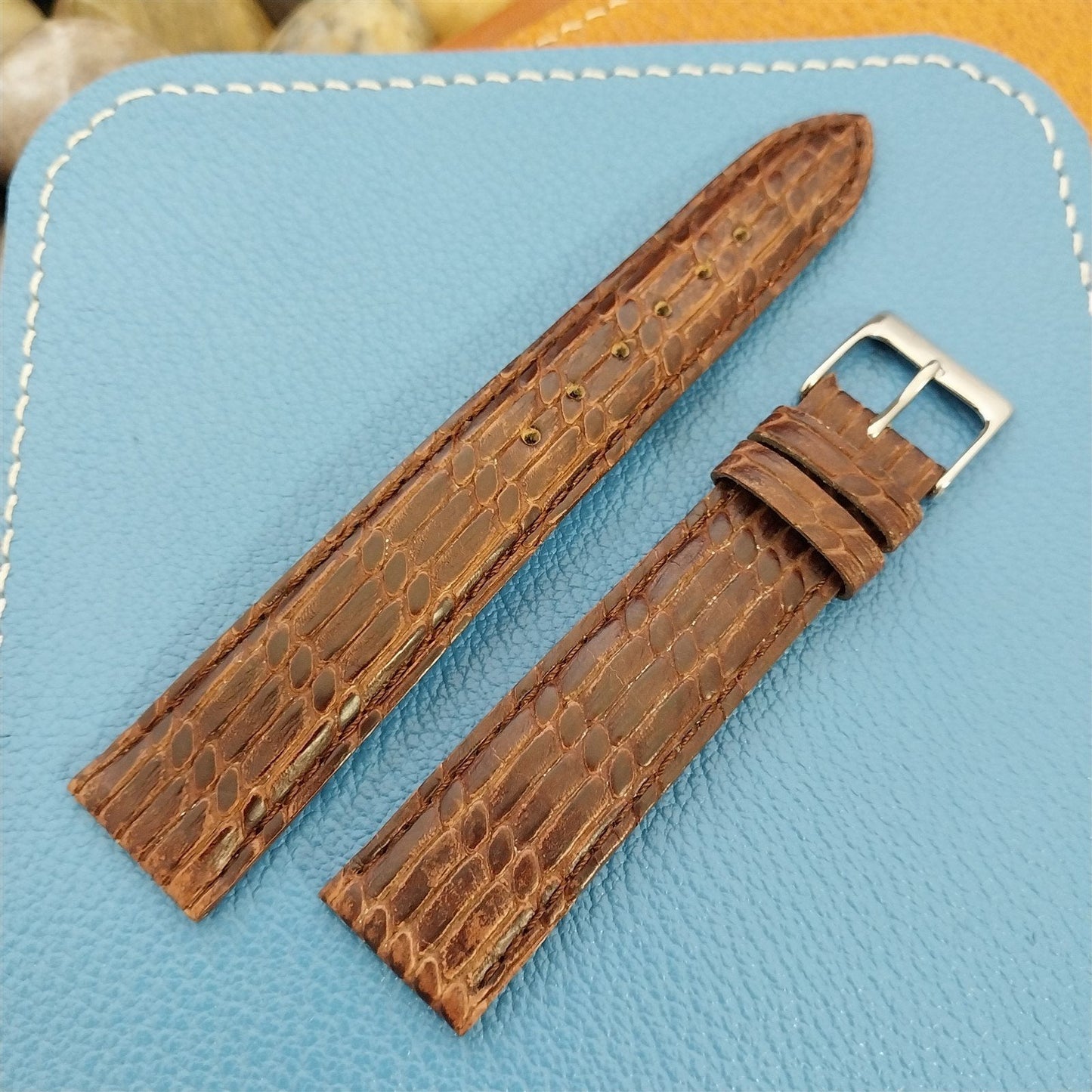 18mm Tapered Leather Hadley Roma Embossed Leather Unused Watch Band