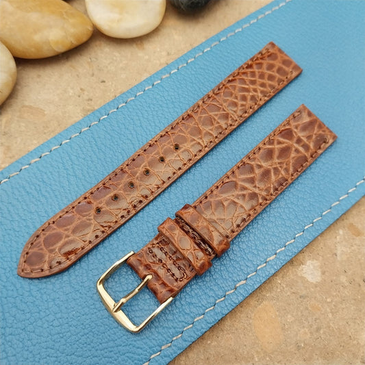 16mm Hadley Roma Brown Crocodile-Grain Leather Unused Watch Band