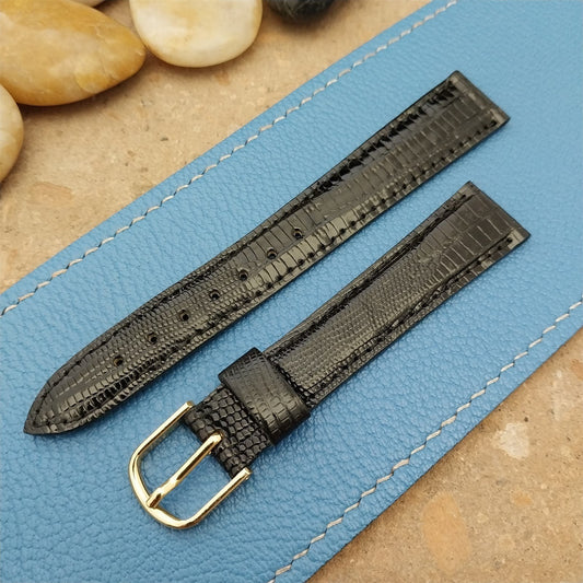 16mm Hadley Roma Tapered 16/14 Black Lizard nos Unused Vintage Watch Band