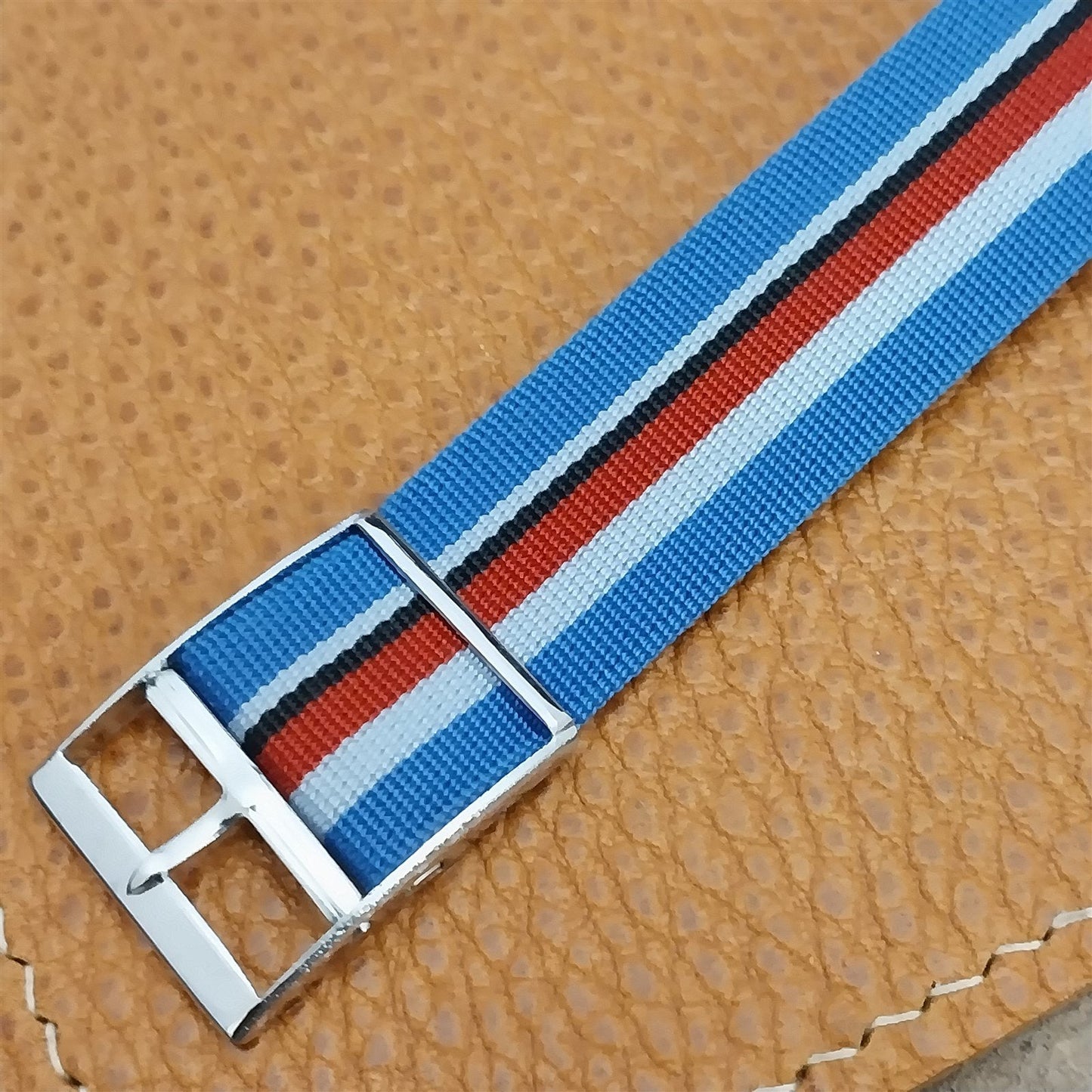 Vintage Perlon 18mm 1970s Striped Classic Single Pass Unused Field Watch Band