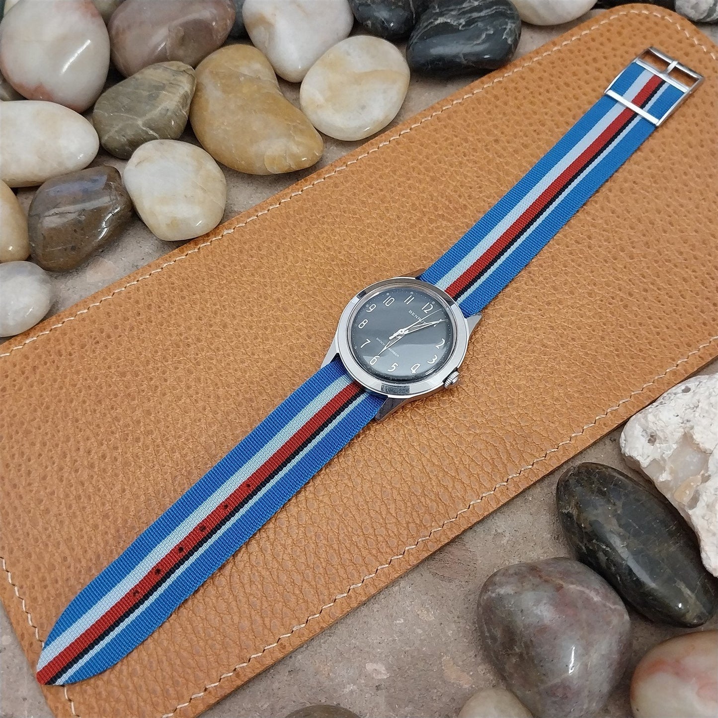 Vintage Perlon 18mm 1970s Striped Classic Single Pass Unused Field Watch Band