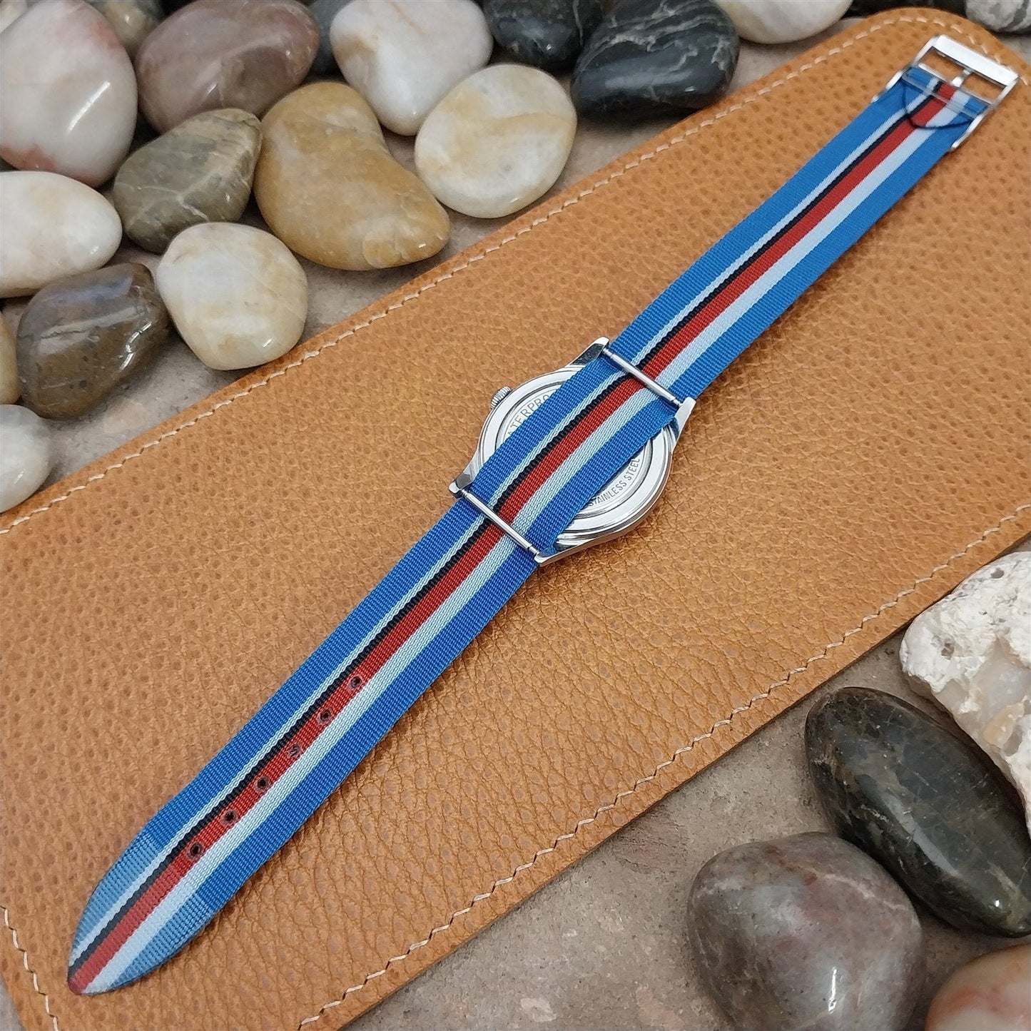 Vintage Perlon 18mm 1970s Striped Classic Single Pass Unused Field Watch Band