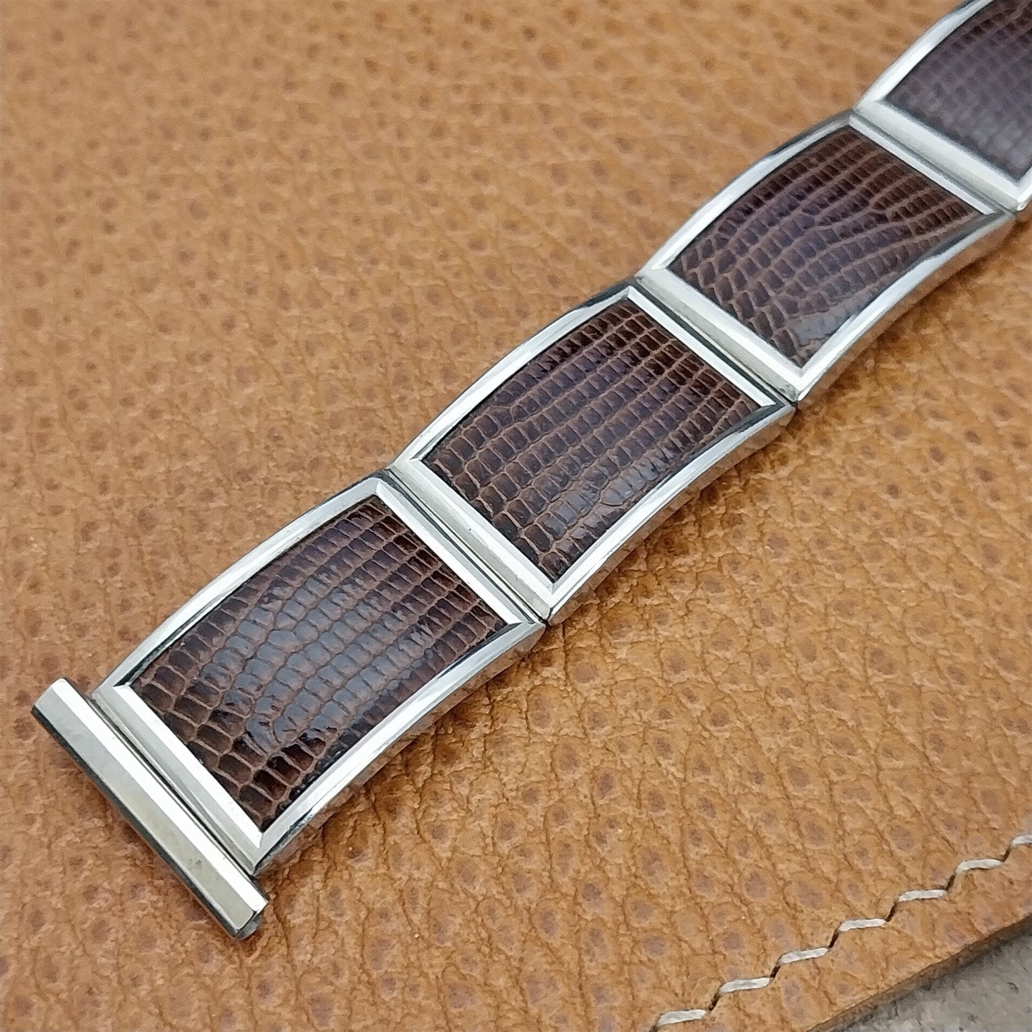 1950s Speidel Stainless Steel & Lizard Classic Unused MCM nos Vintage Watch Band