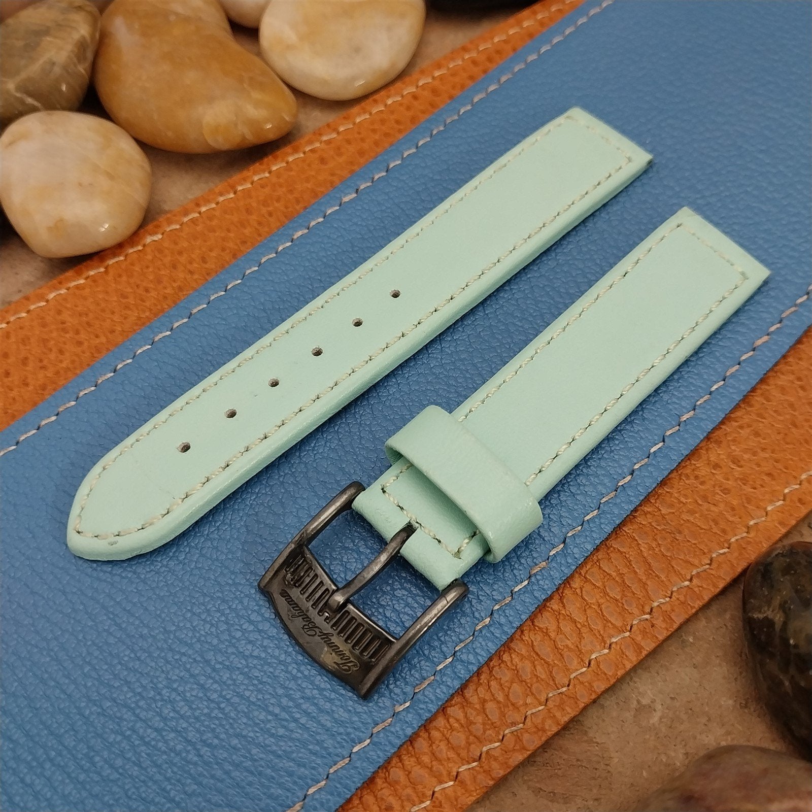 18mm Tommy Bahama Unused Sterling Silver Buckle & Leather Watch Band