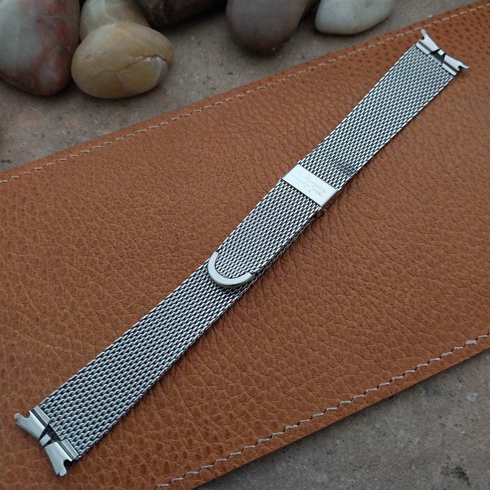 17.2mm Stainless Steel Mesh Long JB Champion unused nos 1960s Vintage Watch Band