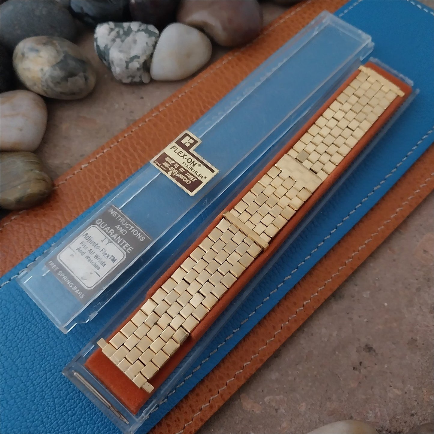 Vintage GoldTone 17mm 18mm 19mm Plated Stretch Classic Overlap Unused Watch Band