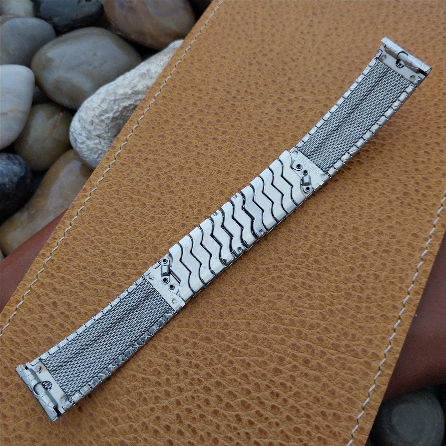 17.2mm Stainless Steel Nugget-Link Finesse 1950s Unused nos Vintage Watch Band