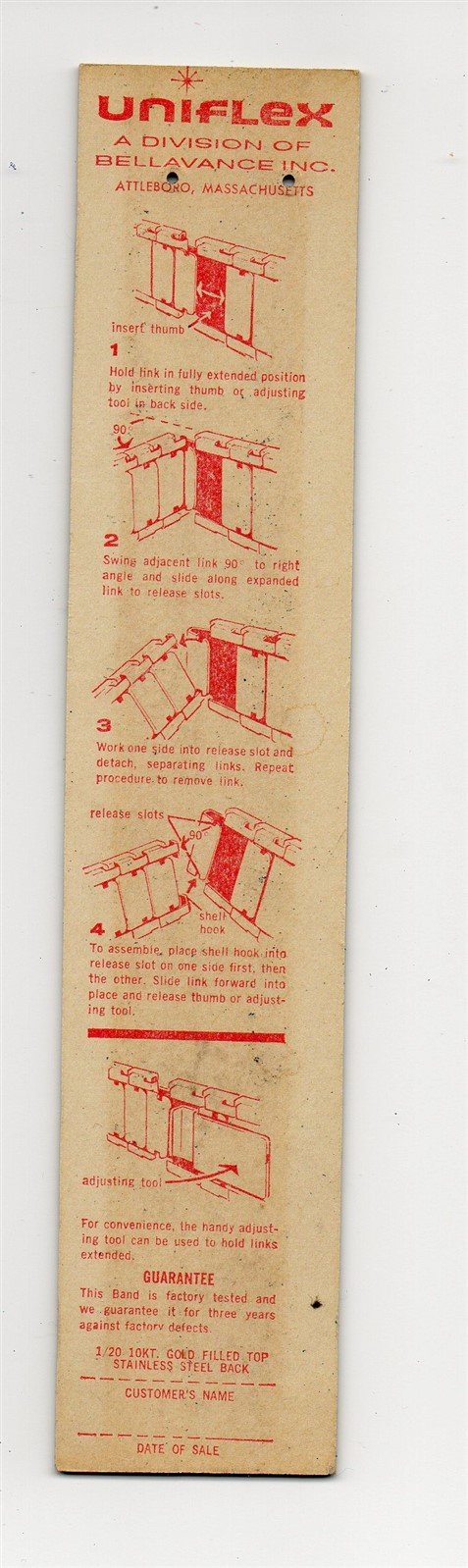 19mm 18mm UniFlex Stainless Steel Slim Expansion Unused 1960s Vintage Watch Band