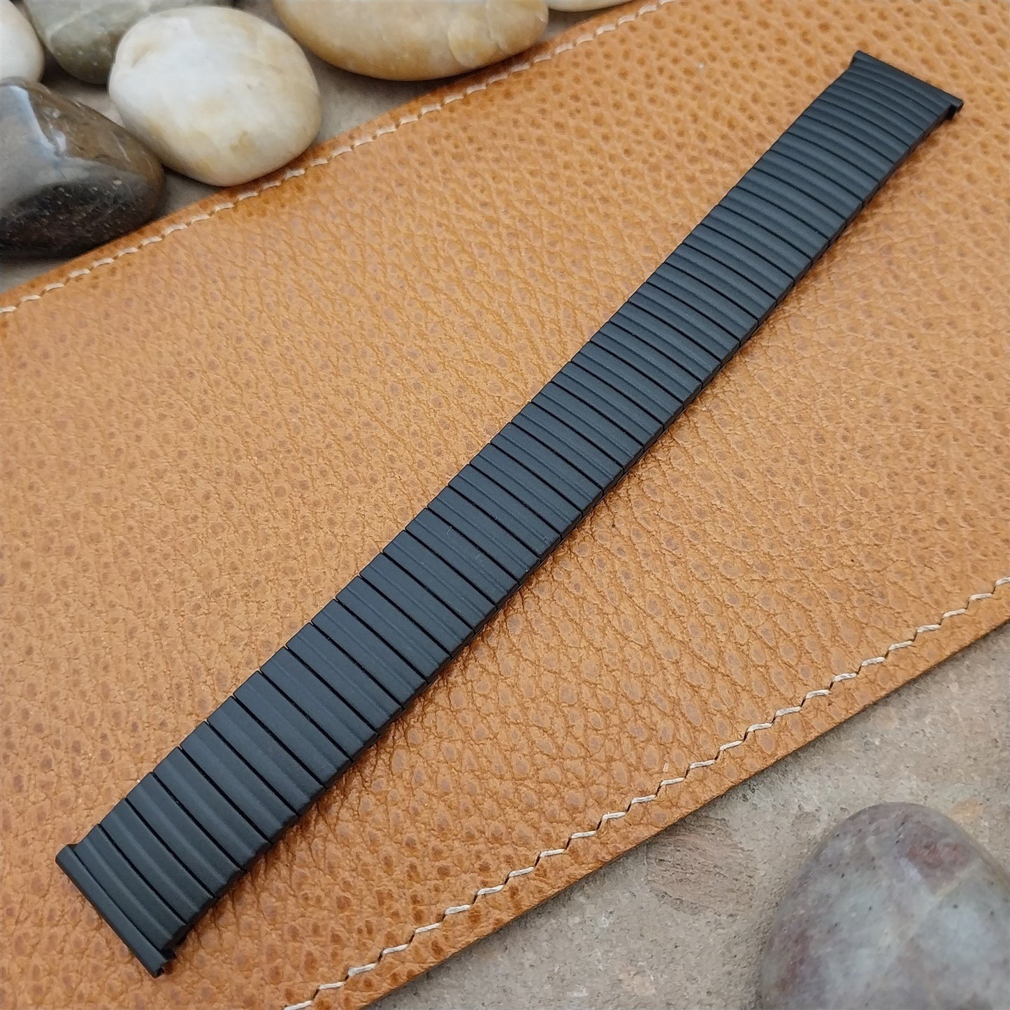 Vintage Speidel USA 17.2mm 17mm Black Classic Expansion nos Unused Watch Band