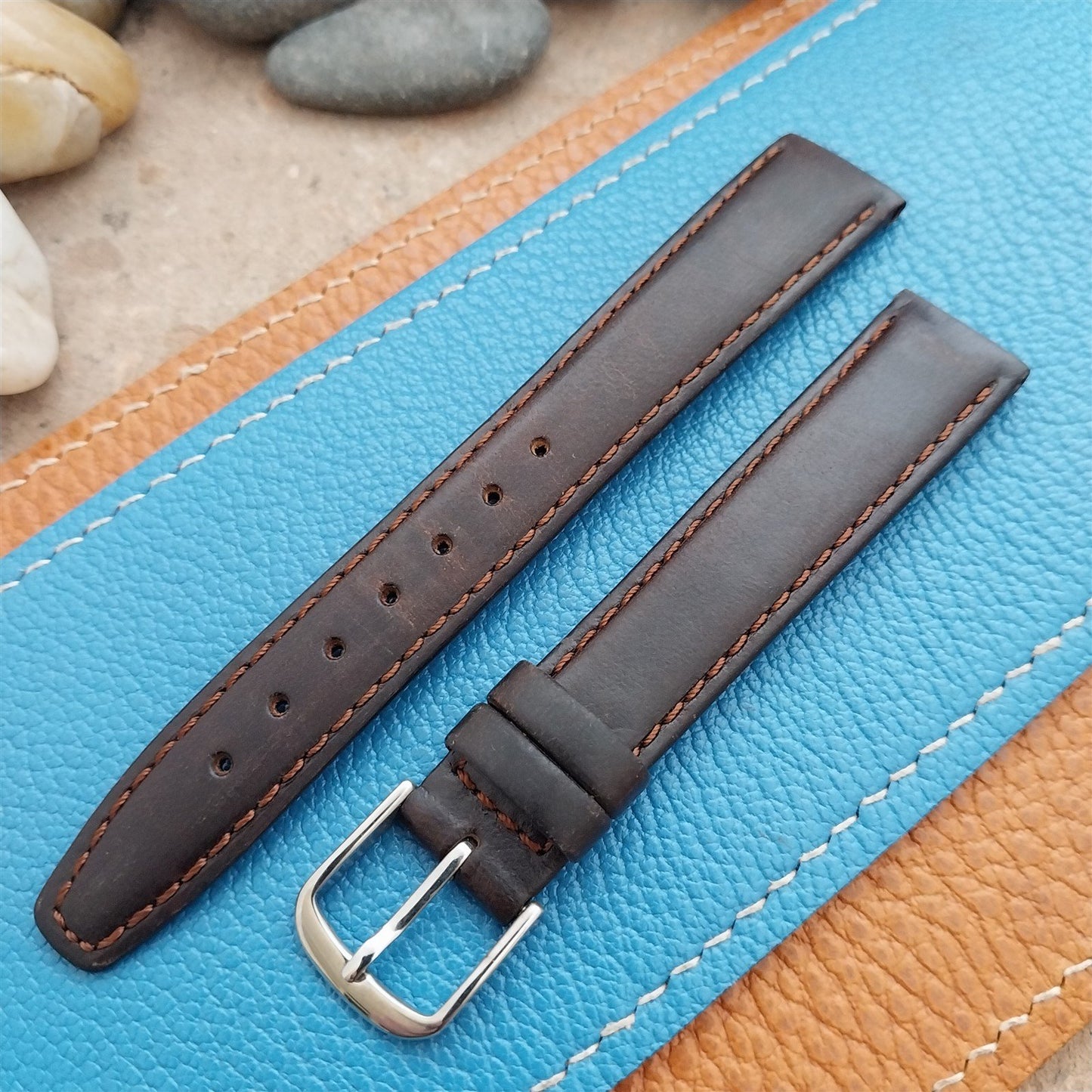 16mm 5/8" Leather Hadley Roma Tapered Leather nos Unused Vintage Watch Strap