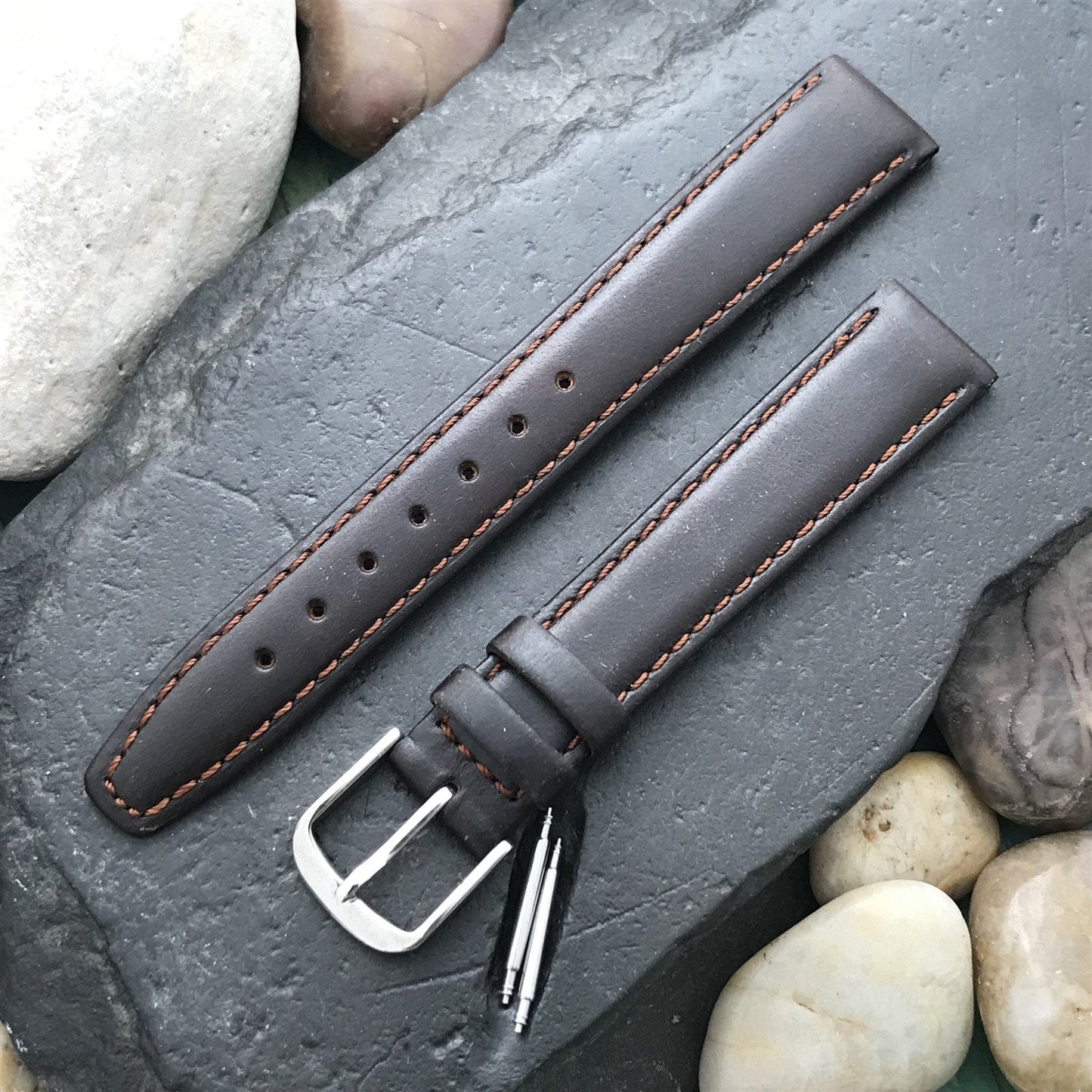 16mm 5/8" Leather Hadley Roma Tapered Leather nos Unused Vintage Watch Band