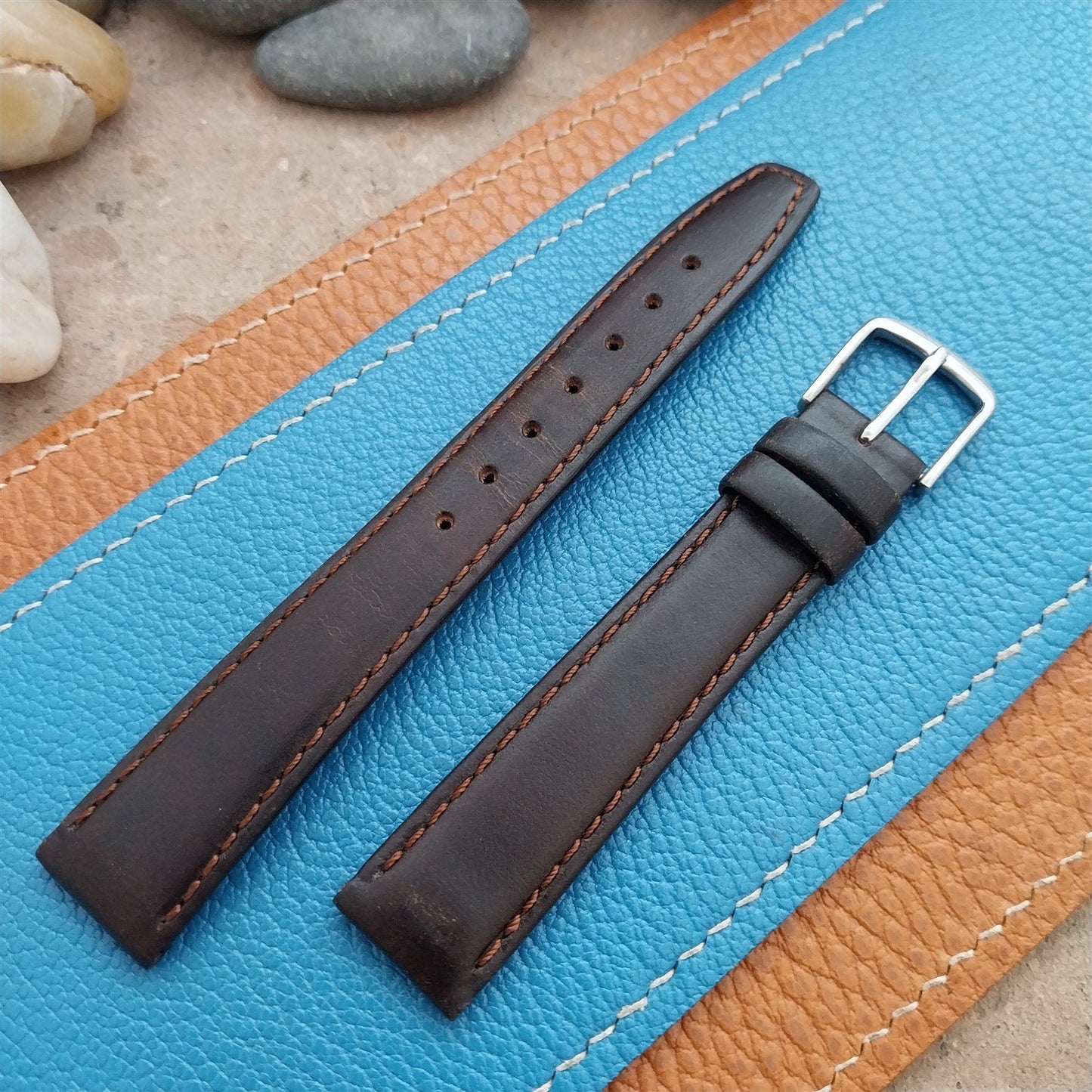 16mm 5/8" Leather Hadley Roma Tapered Leather nos Unused Vintage Watch Strap