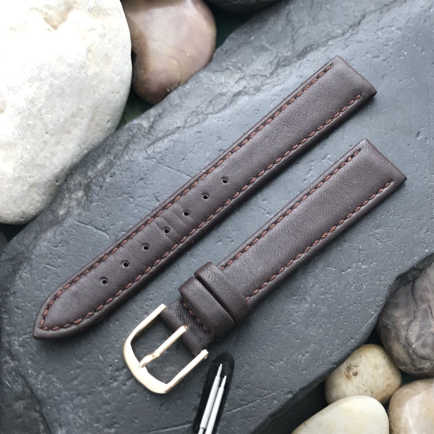 16mm 5/8" Leather Hadley Roma Tapered Leather nos Unused Watch Band