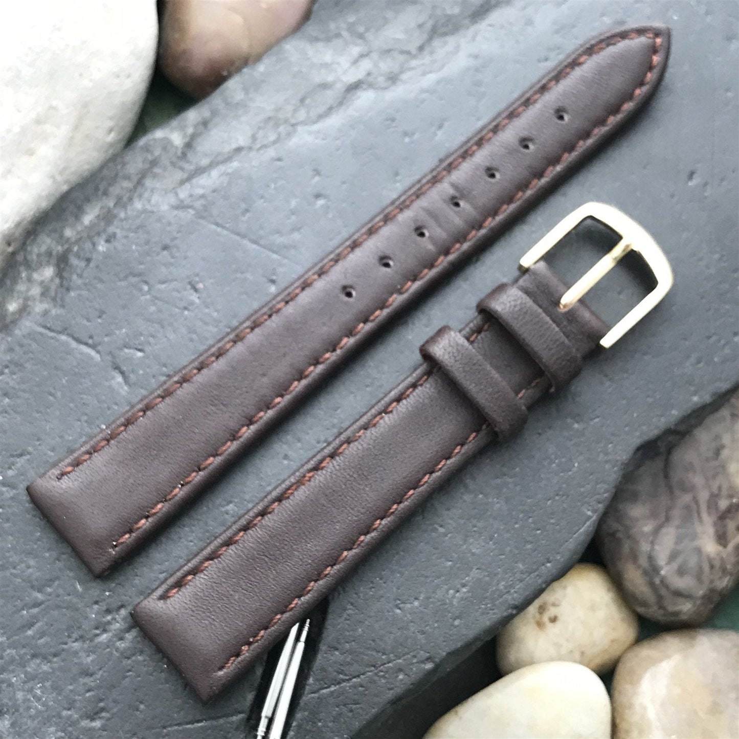 16mm 5/8" Leather Hadley Roma Tapered Leather nos Unused Watch Band