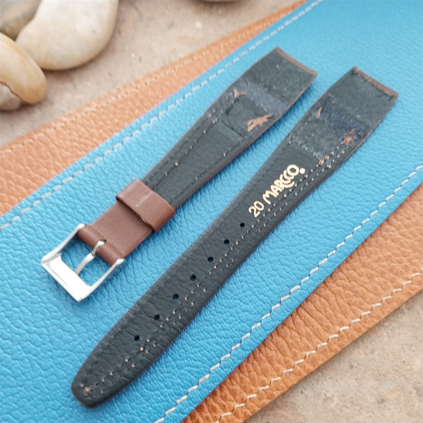 20mm Hirsch Leather Tapered Leather Wire Lug Open End Unused Vintage Watch Strap