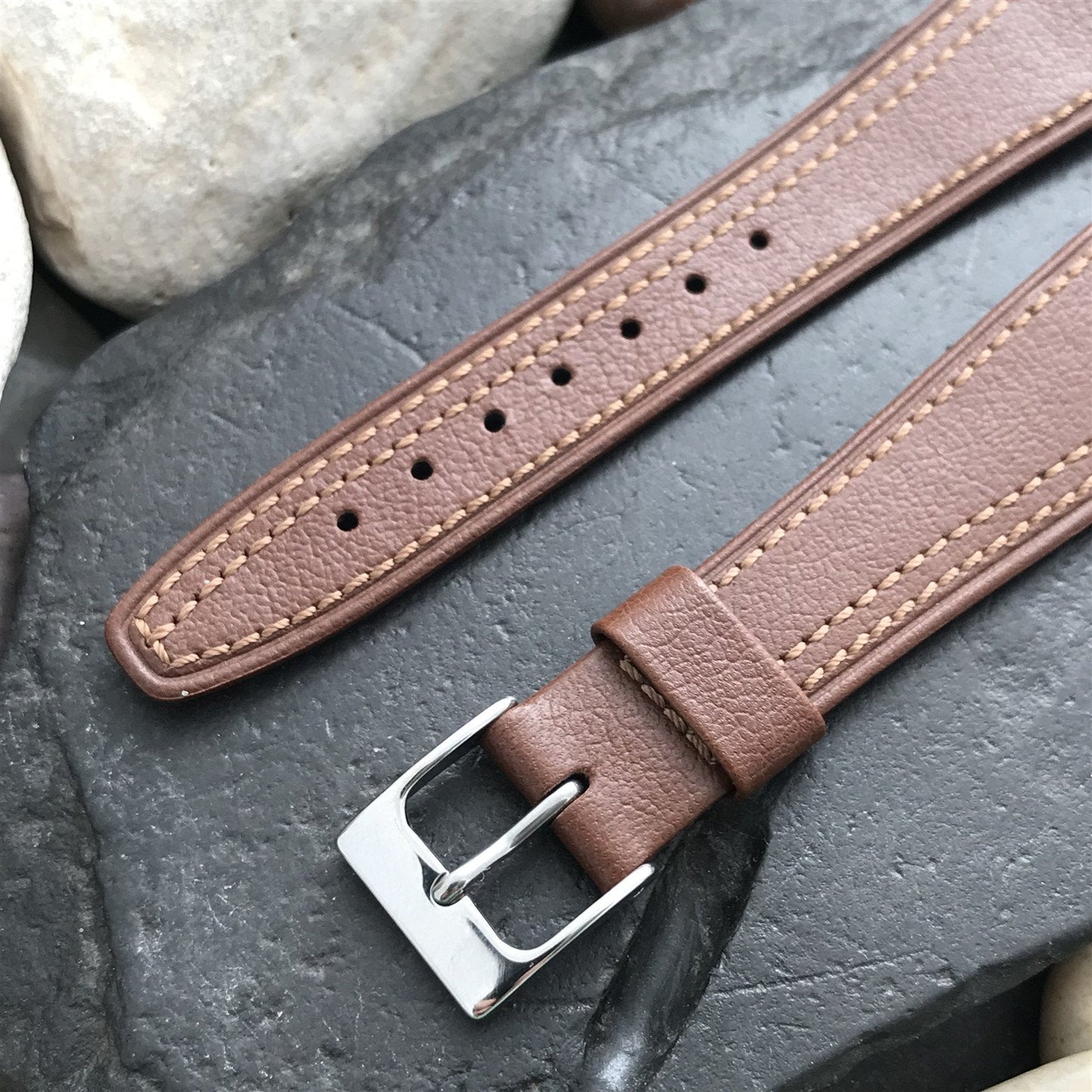 20mm Hirsch Leather Tapered Leather Wire Lug Open End Unused Vintage Watch Band