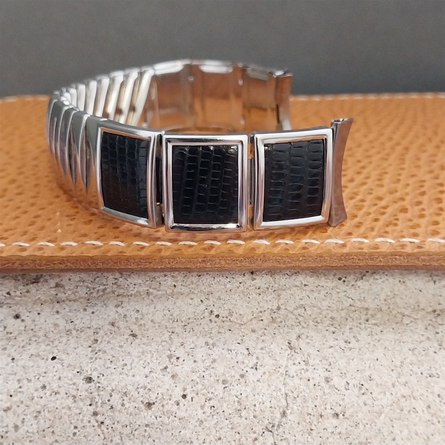 17.2mm Stainless Steel & Lizard Craftex Classic unused 1950s Vintage Watch Band