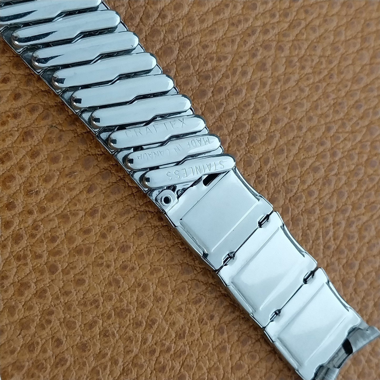 17.2mm Stainless Steel & Lizard Craftex Classic unused 1950s Vintage Watch Band