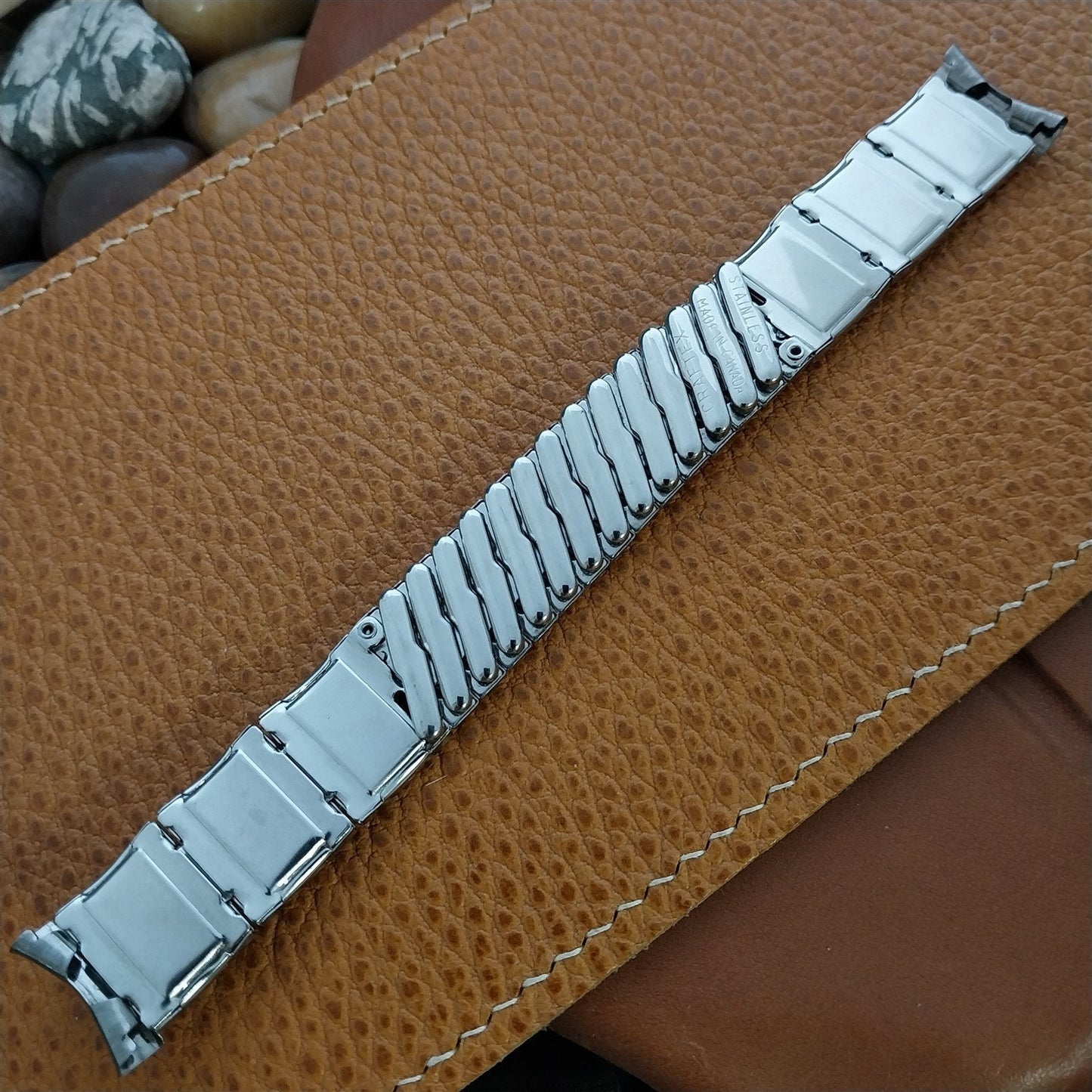 17.2mm Stainless Steel & Lizard Craftex Classic unused 1950s Vintage Watch Band