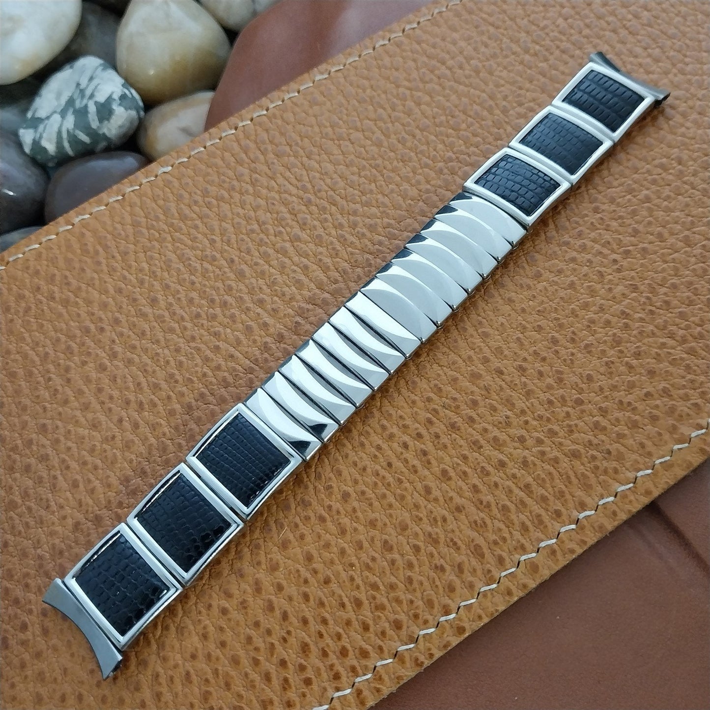 17.2mm Stainless Steel & Lizard Craftex Classic unused 1950s Vintage Watch Band