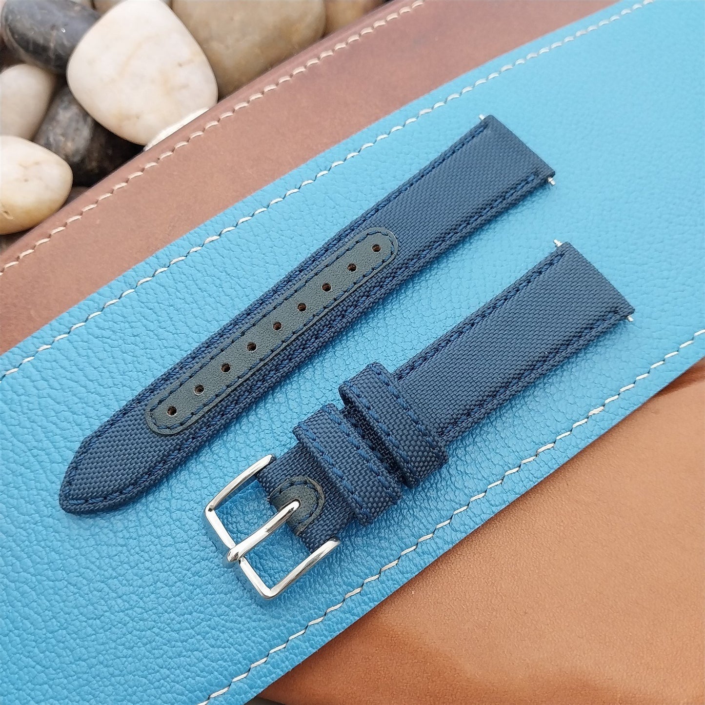 18mm Blue Sailcloth 2-Piece Tapered 18/16 Strap Roboband Unused Watch Strap